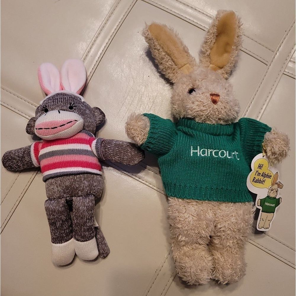 BUNDLE Harcourt Alfie Rabbit & Sock Monkey Rabbit Plush - Picture 4 of 7